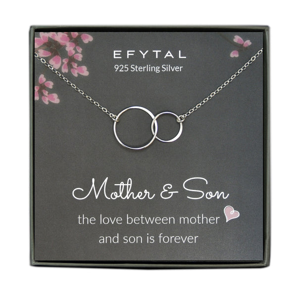 EFYTAL Sterling Silver Mother & Son Necklace • Mother's Day Gift