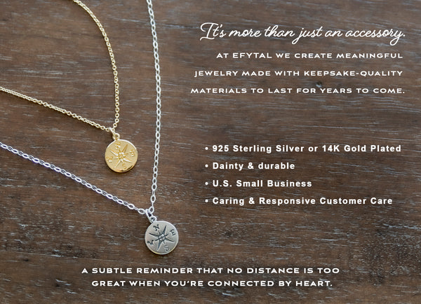 journey compass necklace, silver or gold • enjoy the journey