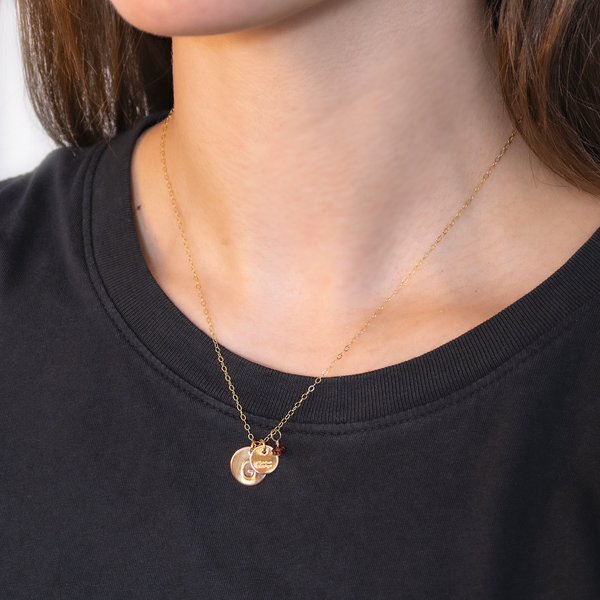 Engraved Libra Charm Necklace with Personalized Initial