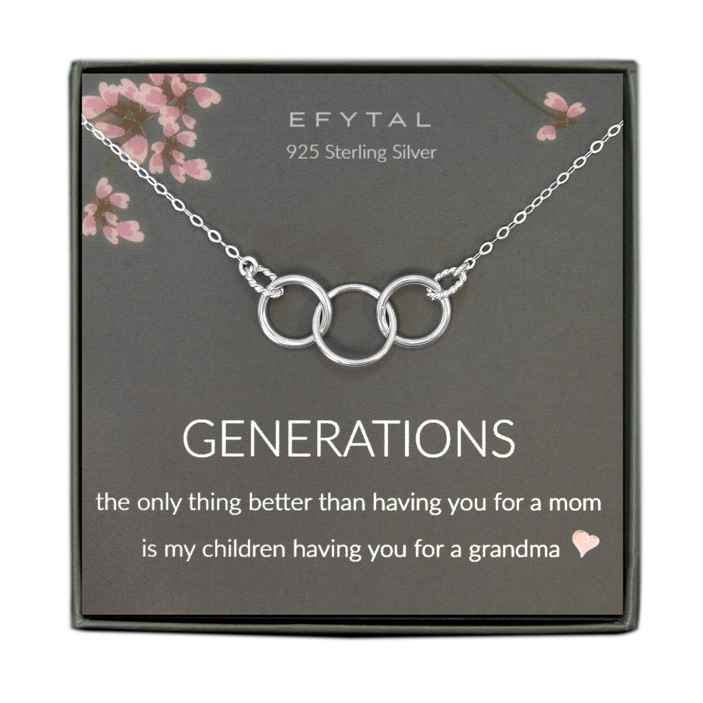 EFYTAL 3 Ring Necklace for Grandma • Generations Keepsake Jewelry