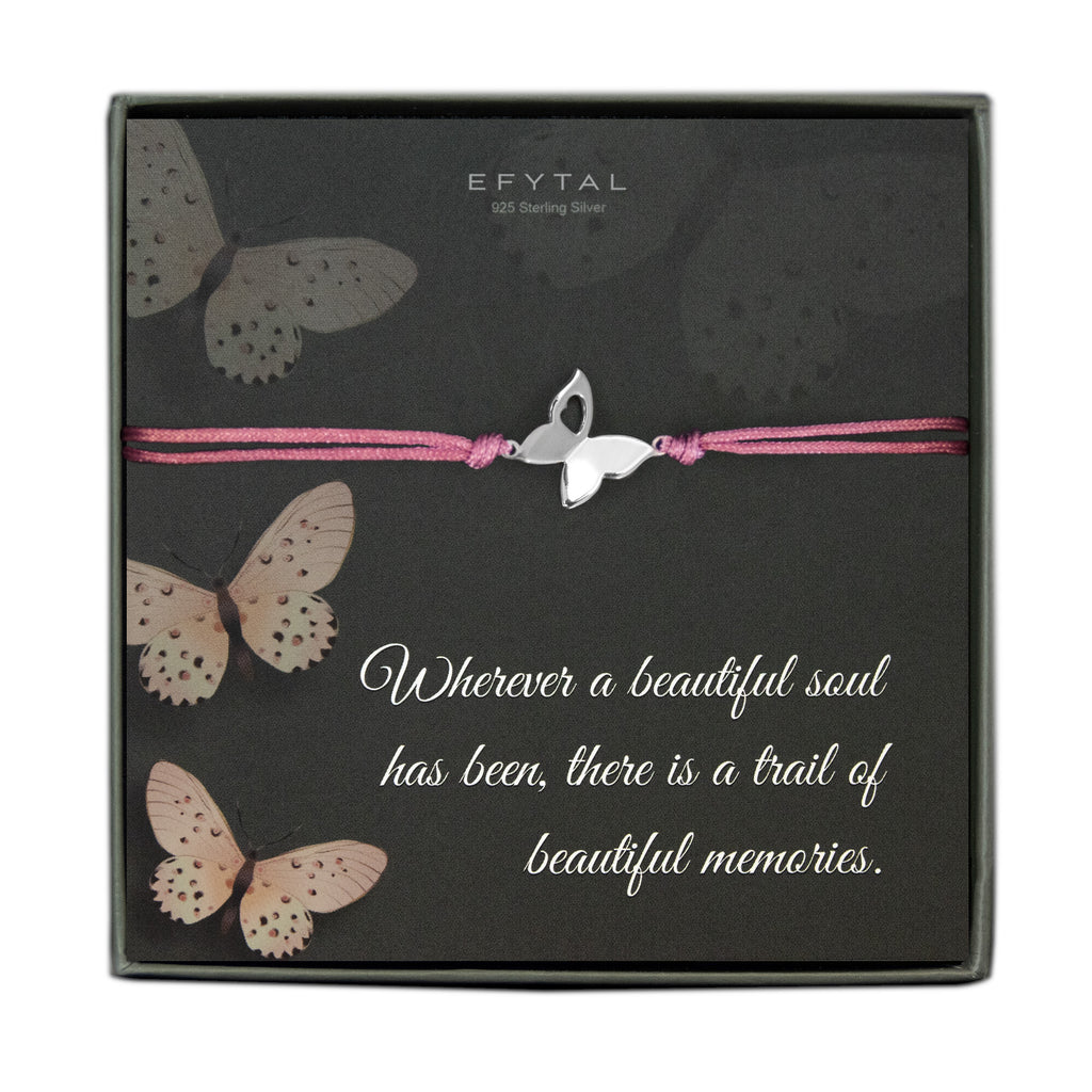 Sterling Silver Butterfly Memorial Bracelet Gift Sympathy Thoughtful EFYTAL Jewelry - •