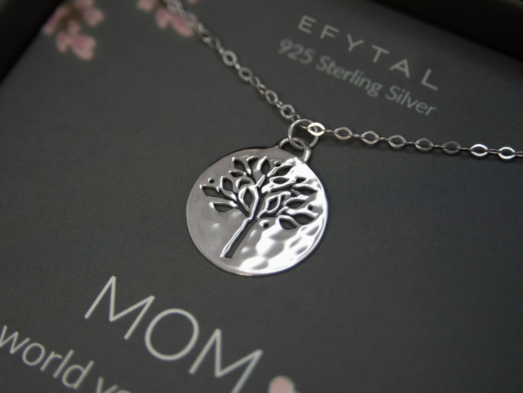 Christmas good Gifts for Mom Mother Child Tree of Life Necklaces Sterling Silver Moth