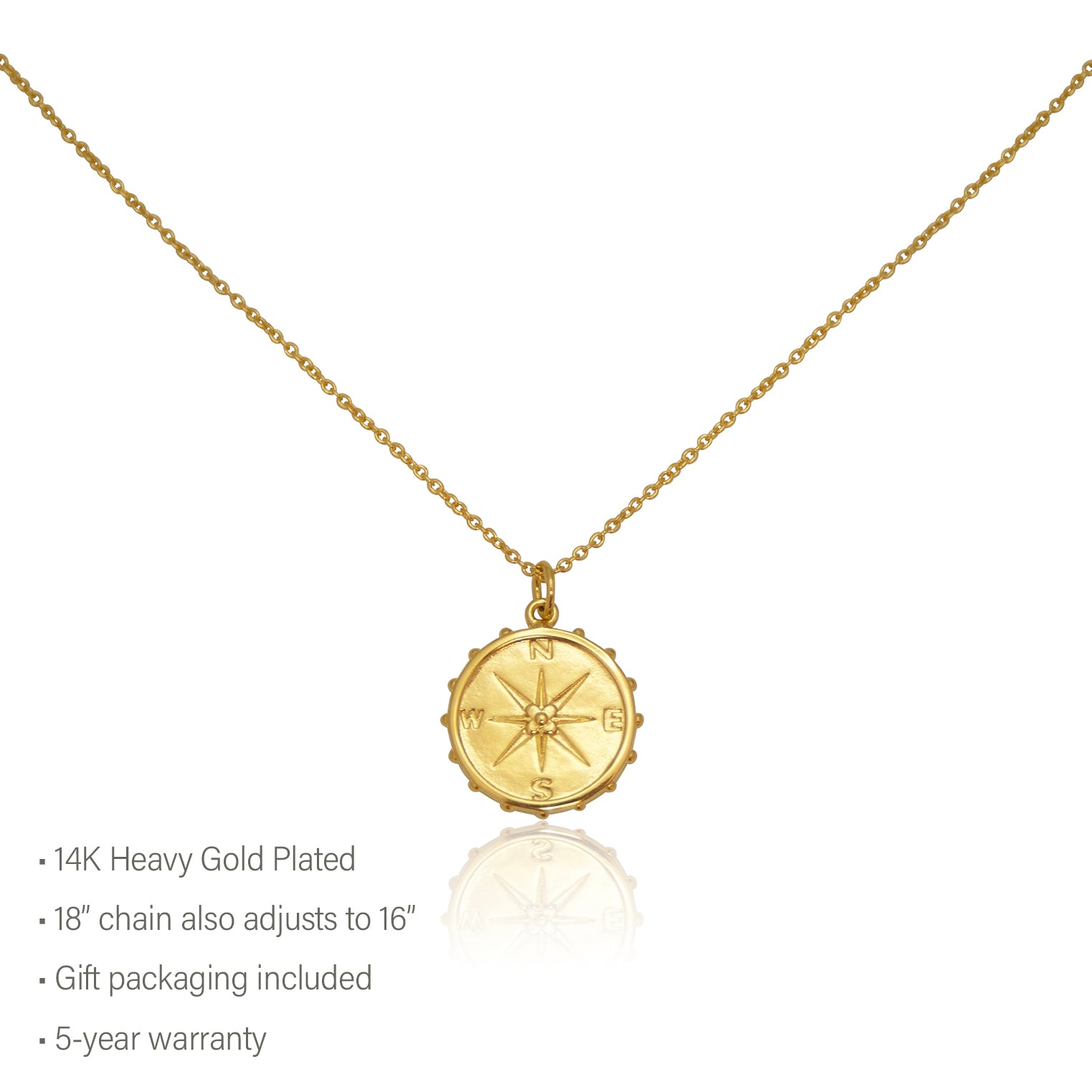 Gold Charms - Small Compass with 14K Gold Plate