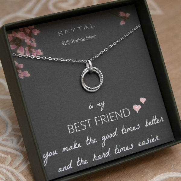 EFYTAL Sterling Silver Best Friend Necklace • Friendship Gift