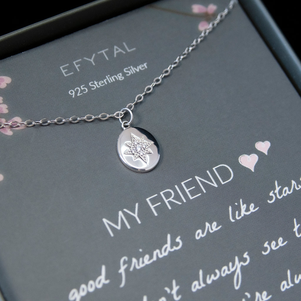 EFYTAL Valentines Day Gifts for Her, Sterling Silver CZ Rings Necklace for Women, Birthday Gifts for Girlfriend, Romantic Valentines Gift for Wife