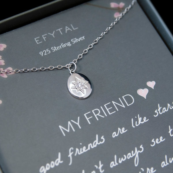 sterling silver best friend necklace • friendship birthday gift • EFYTAL