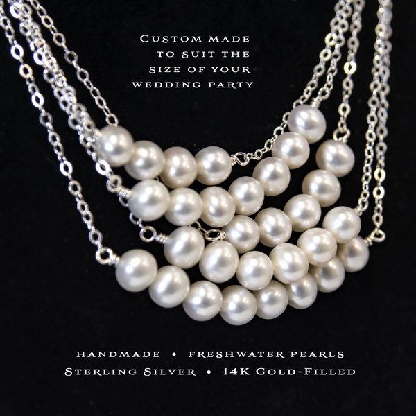 Floating pearl necklace, Wedding Jewelry