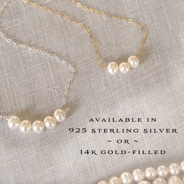 Set of shops 8 Pearl Necklaces, 8 Bridesmaid Necklaces, 925 Sterling Silver Necklaces, Floating Pearls 0305