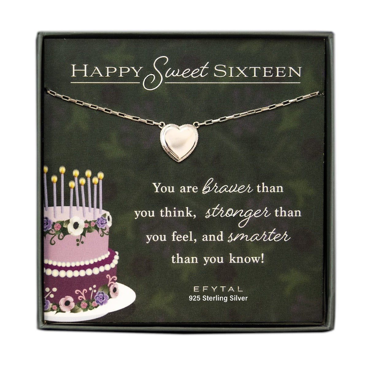 Sweet 16 Necklace Sweet Sixteen Charm Heart Silver Plated 