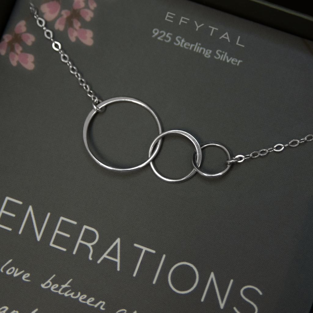 josie three ring necklace, silver • generations, granddaughter